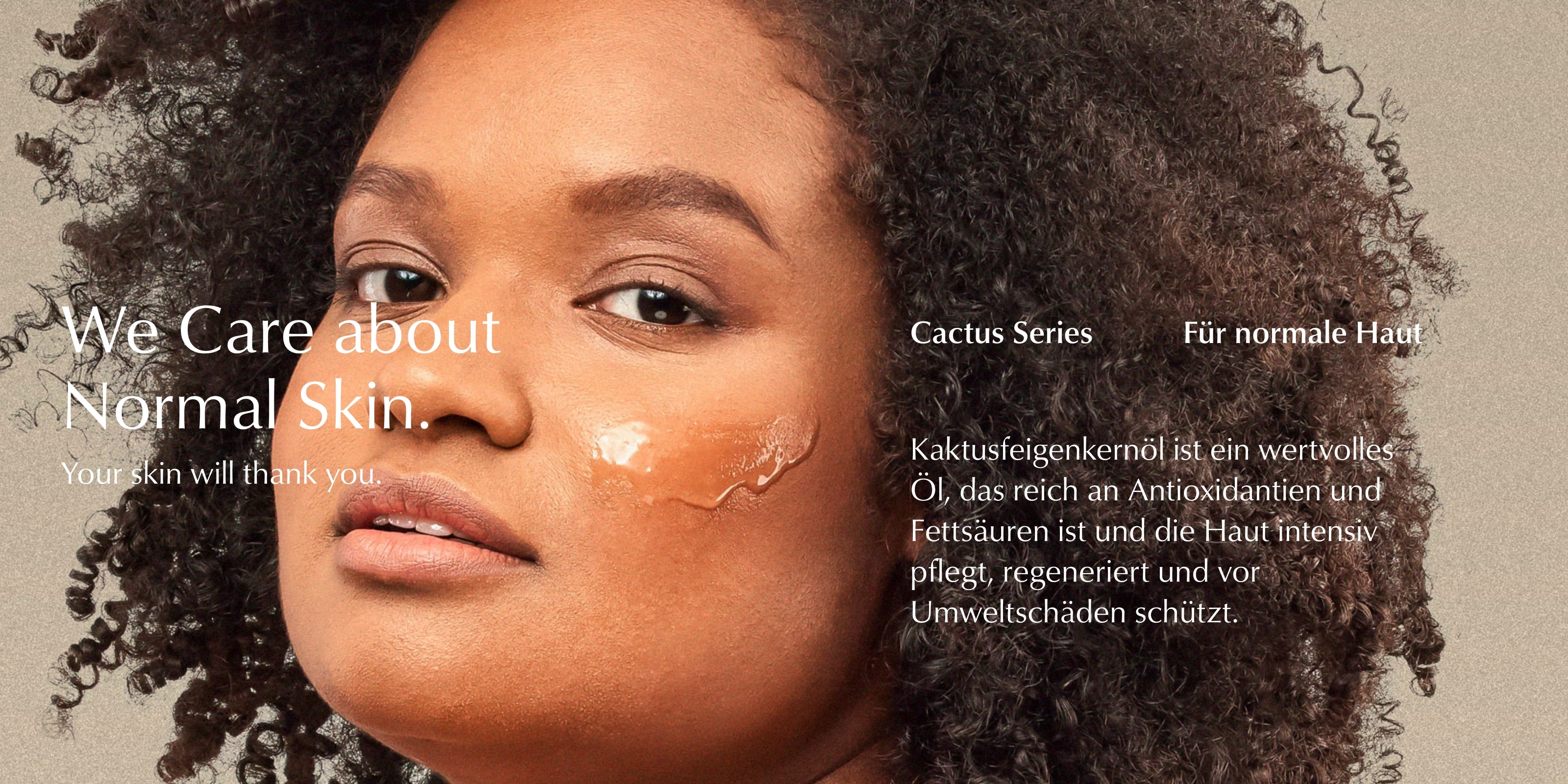 Serie für normale Haut, Produktbanner mit Model, HEJ ORGANIC