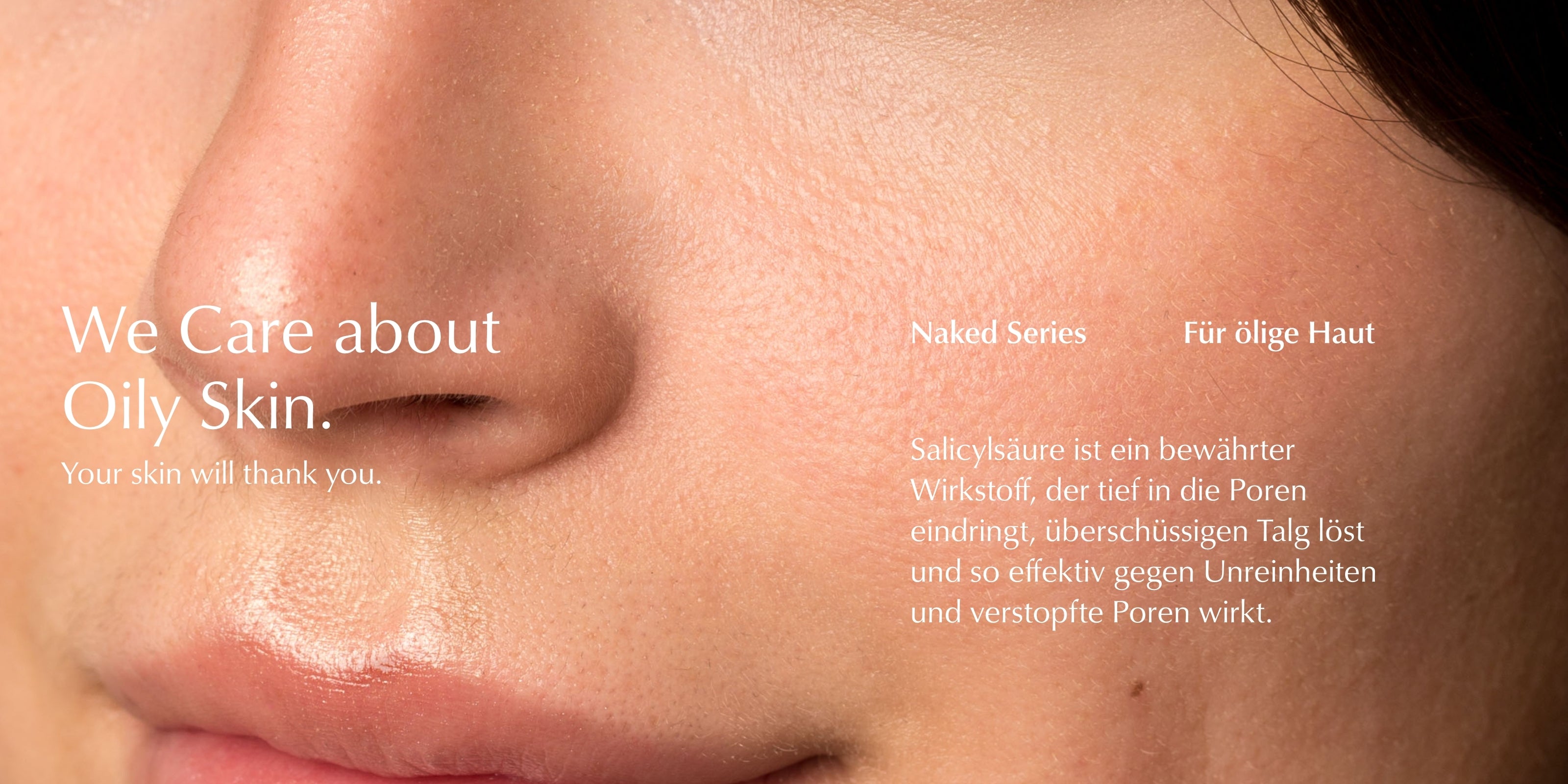 Ölige Haut, Model Gesicht, HEJ ORGANIC