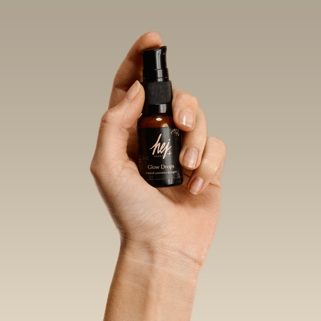 Glow Tropfen, Produkt in Hand, Glow Drops