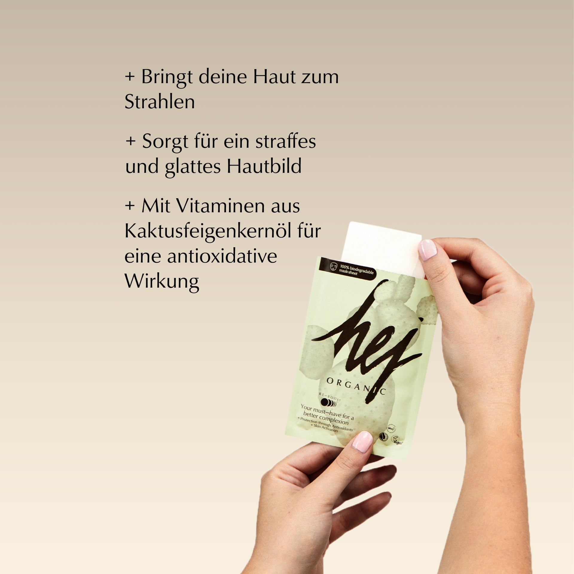 antioxidantien maske, Produkt in Hand, HEJ ORGANIC