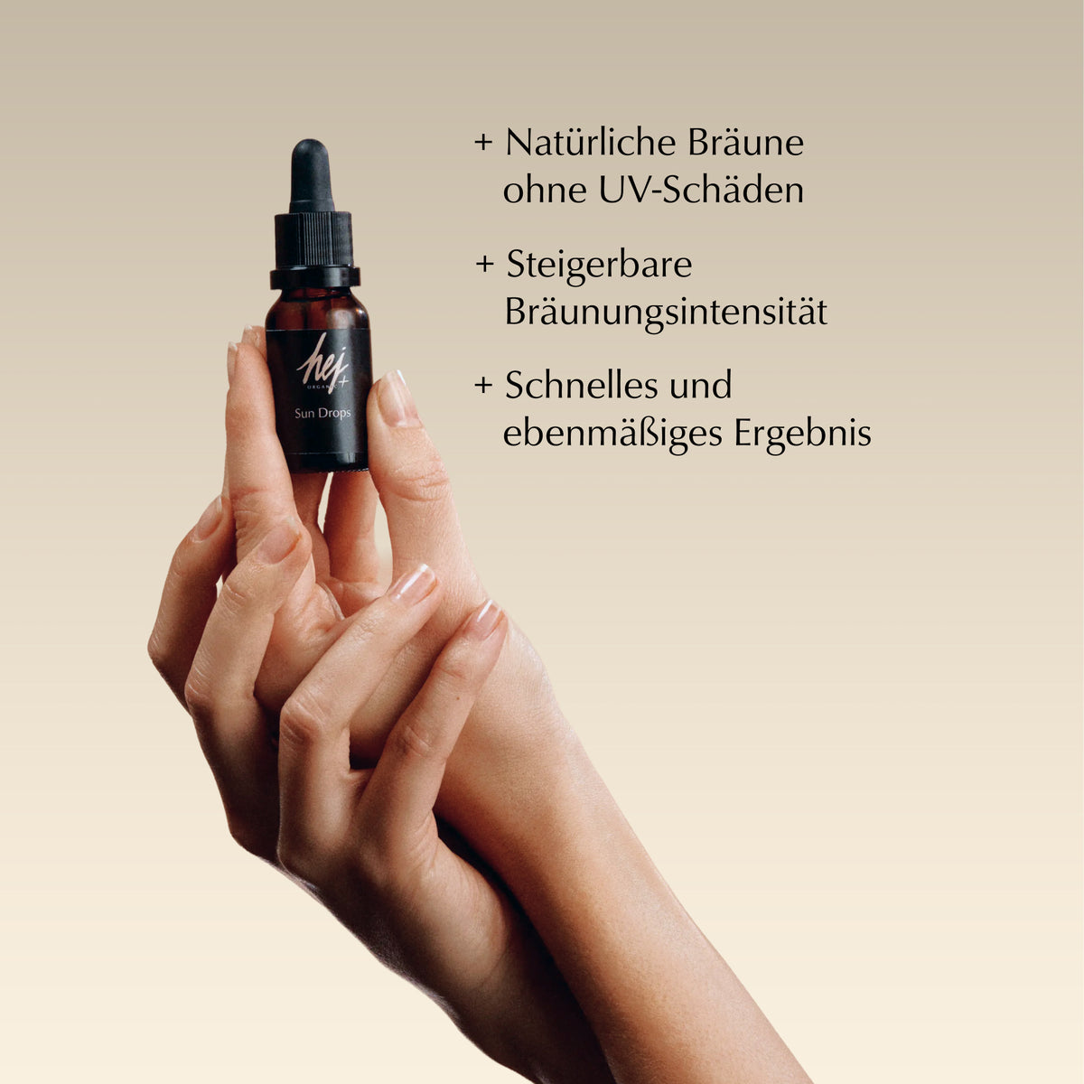 self tan drops, Produkt in Hand, HEJ ORGANIC