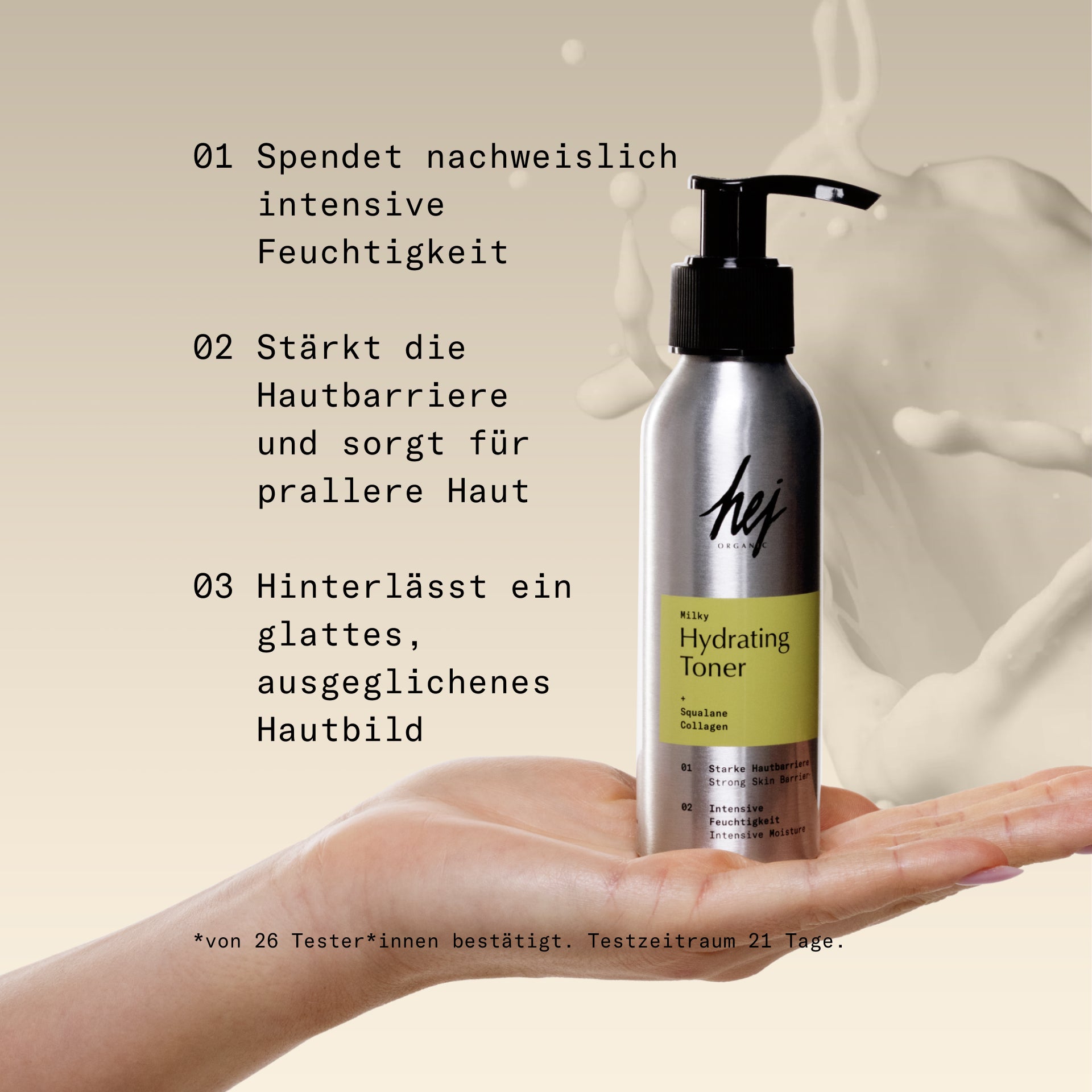 Skin Longevity, Produktbild Hydrating Milky Toner mit NAD+ Booster Sonnnenblume, HEJ ORGANIC