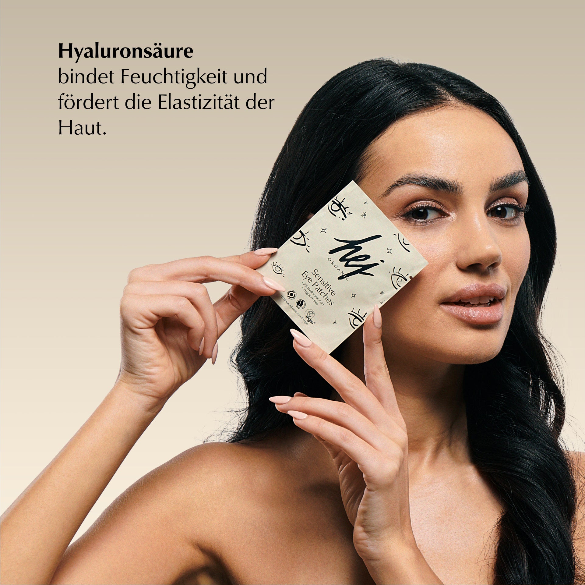 augenpads sensible haut, Model mit Produkt, HEJ ORGANIC