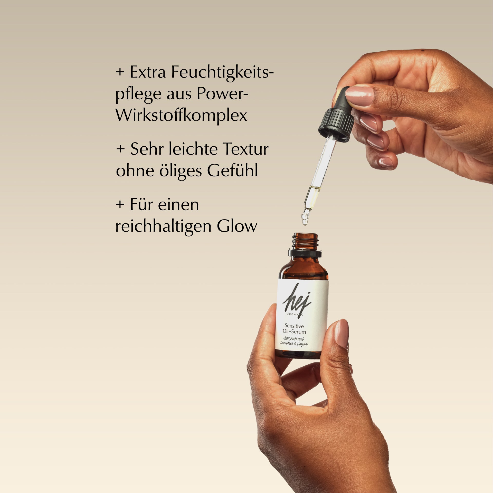 serum empfindliche haut, Produkt in Hand, HEJ ORGANIC
