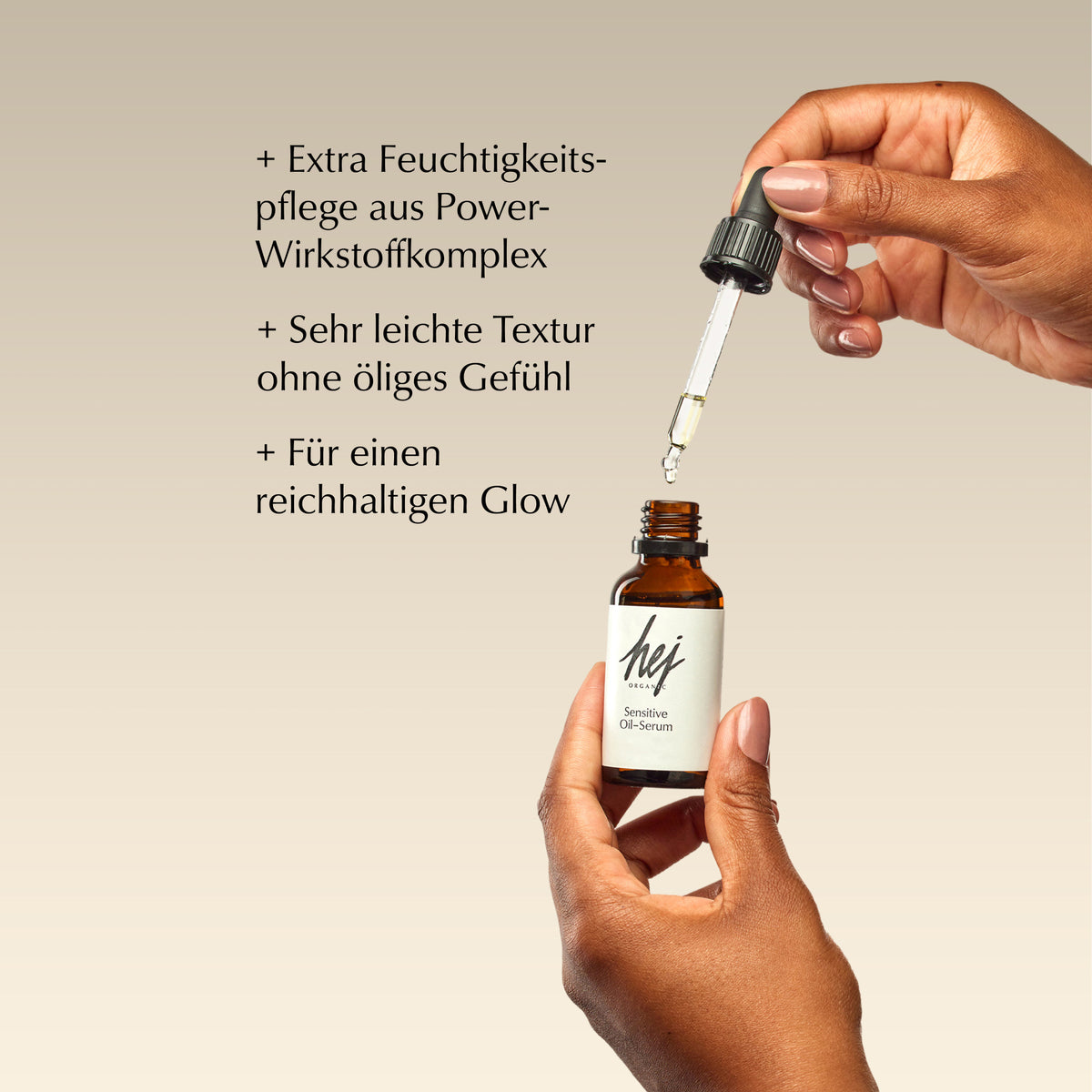 serum empfindliche haut, Produkt in Hand, HEJ ORGANIC