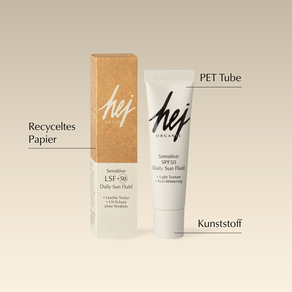 LSF 50 Sonnencreme, Produkt mit Faltschachtel, HEJ ORGANIC