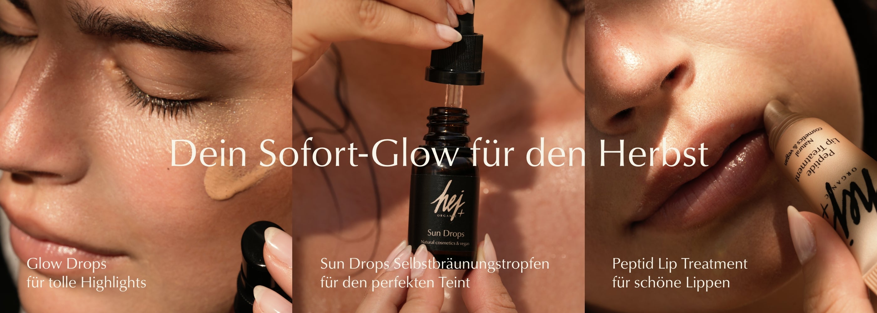 HEJ+, Model mit Produkt ,HEJ ORGANIC