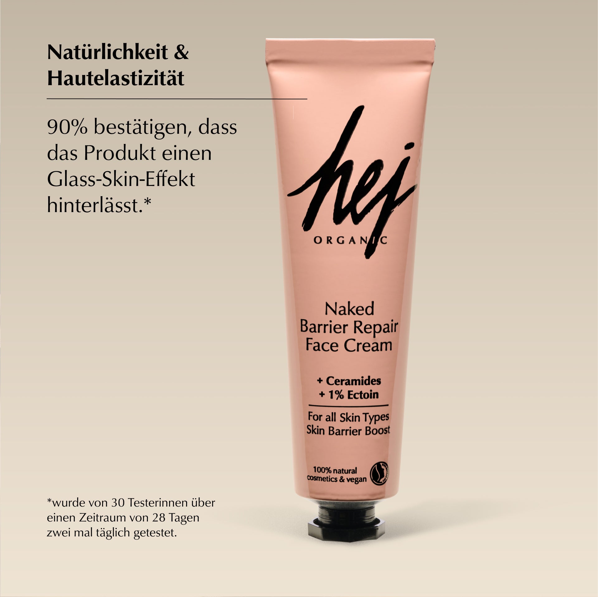 barrier repair cream, Produkttestergebnis 90% Natürlichkeit & Hautelastizität, HEJ ORGANIC