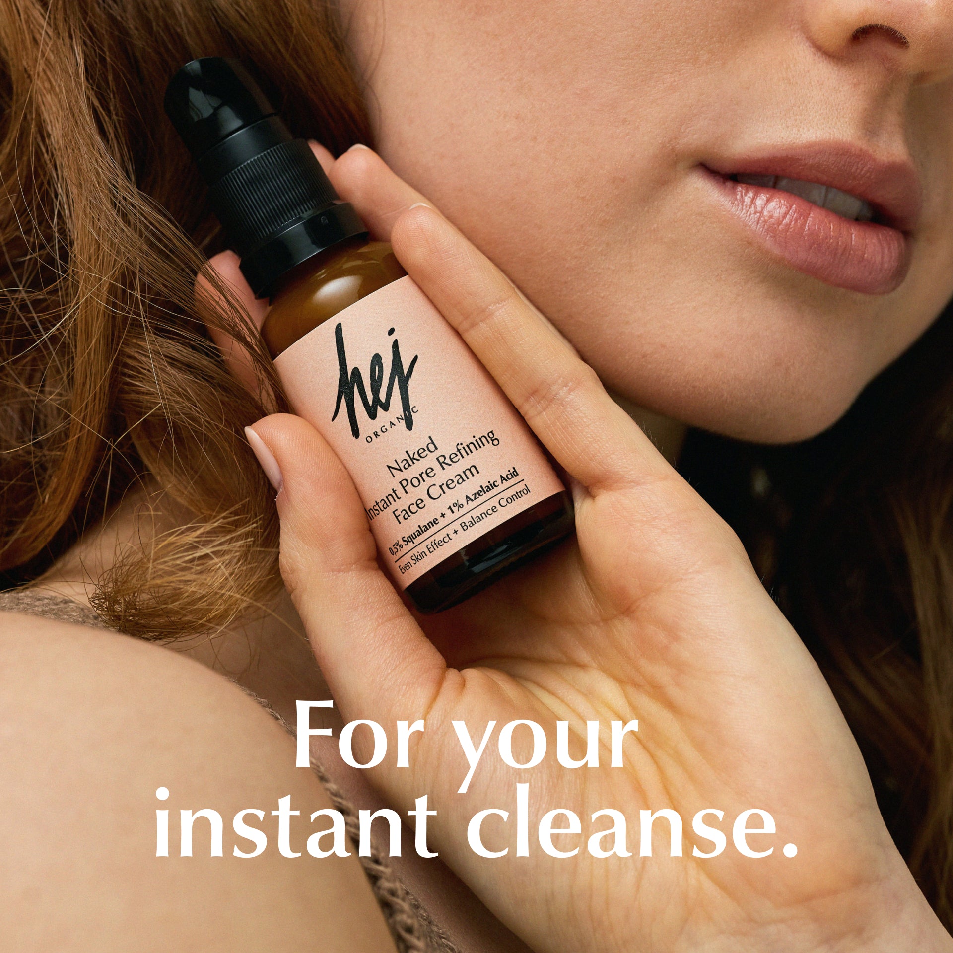 azelainsäure creme, Produktbanner mit Model, HEJ ORGANIC