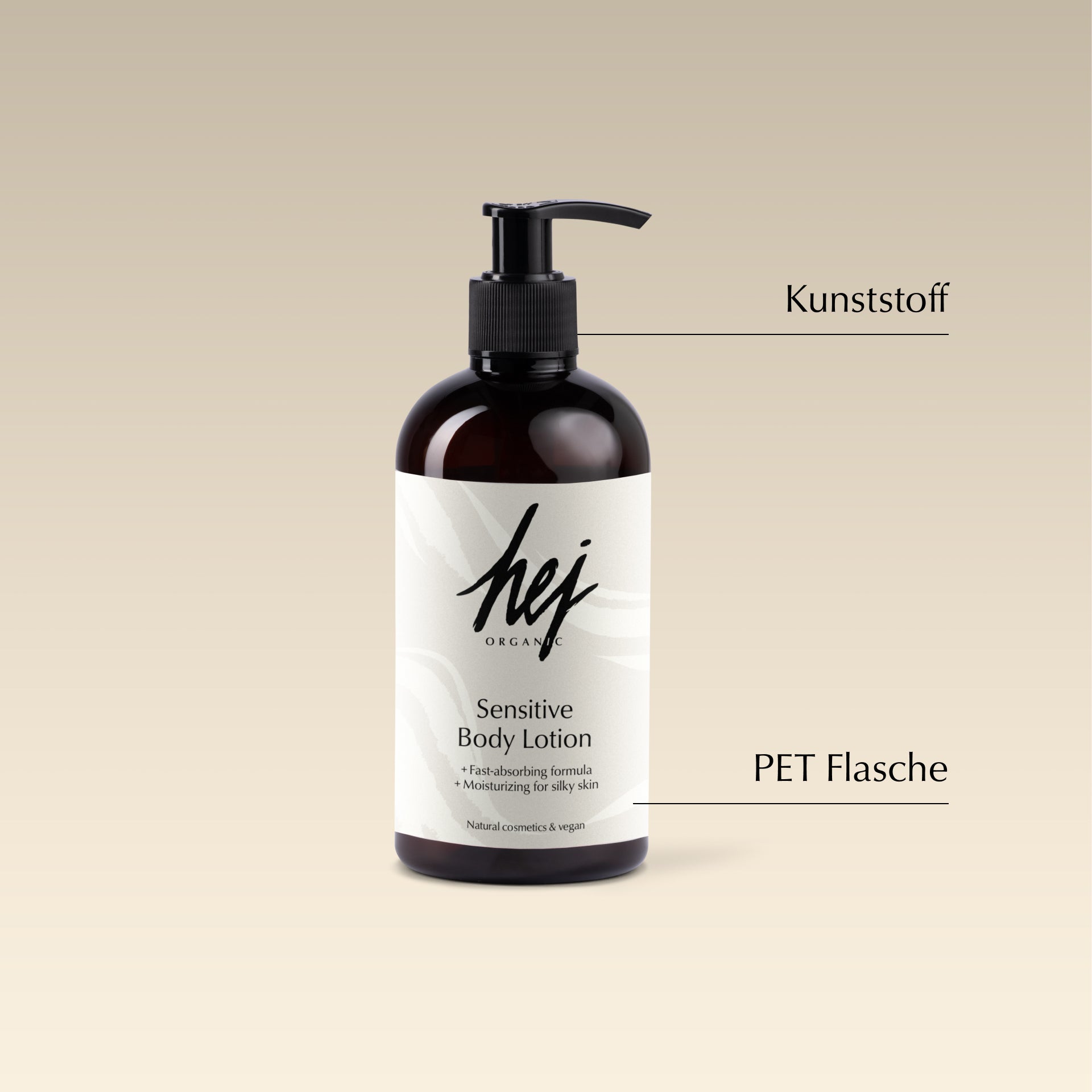 Sensitive Body Lotion, Produkt mit Materialinformationen, HEJ ORGANIC
