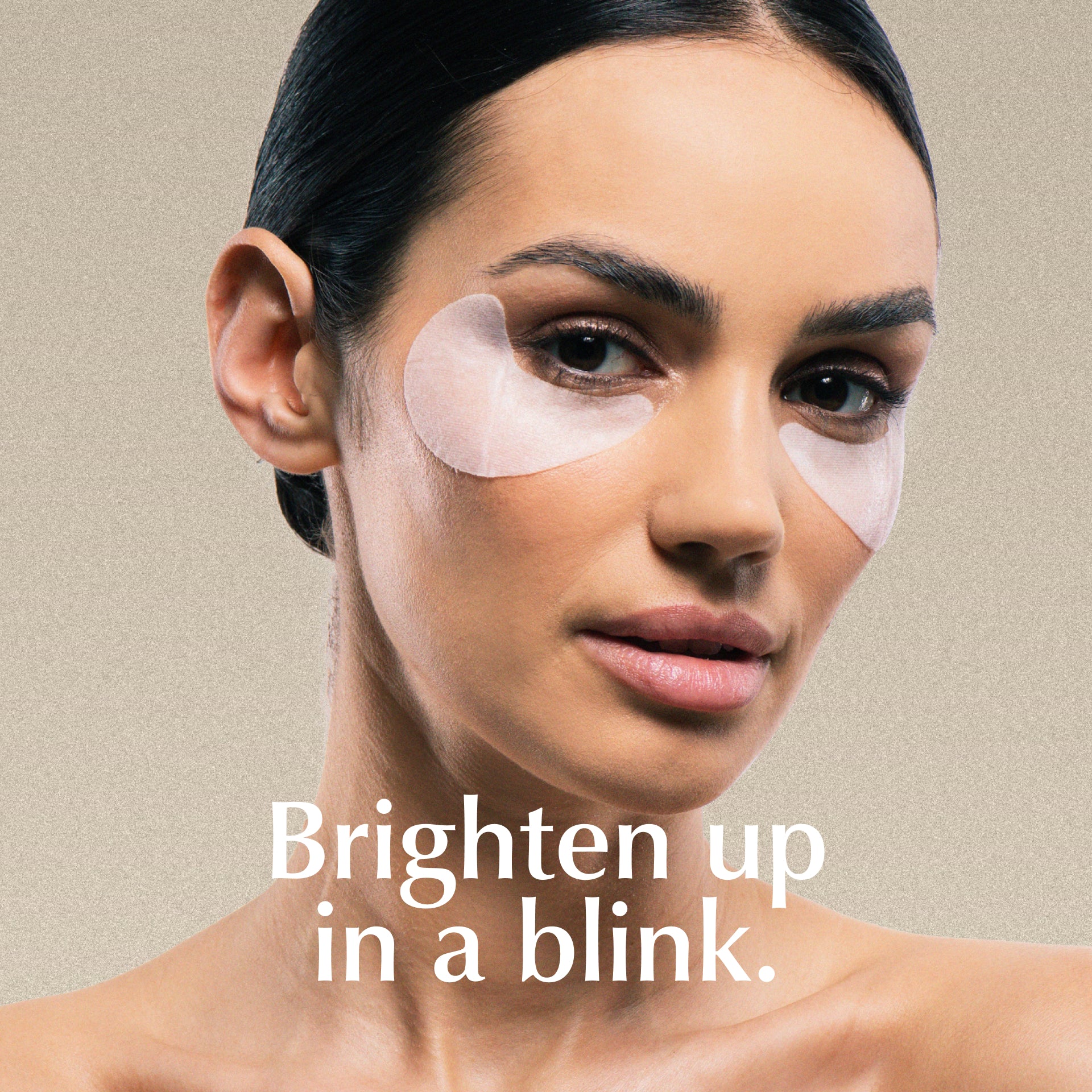 Caffeine Eye Patches, Produktbanner mit Model, HEJ ORGANIC