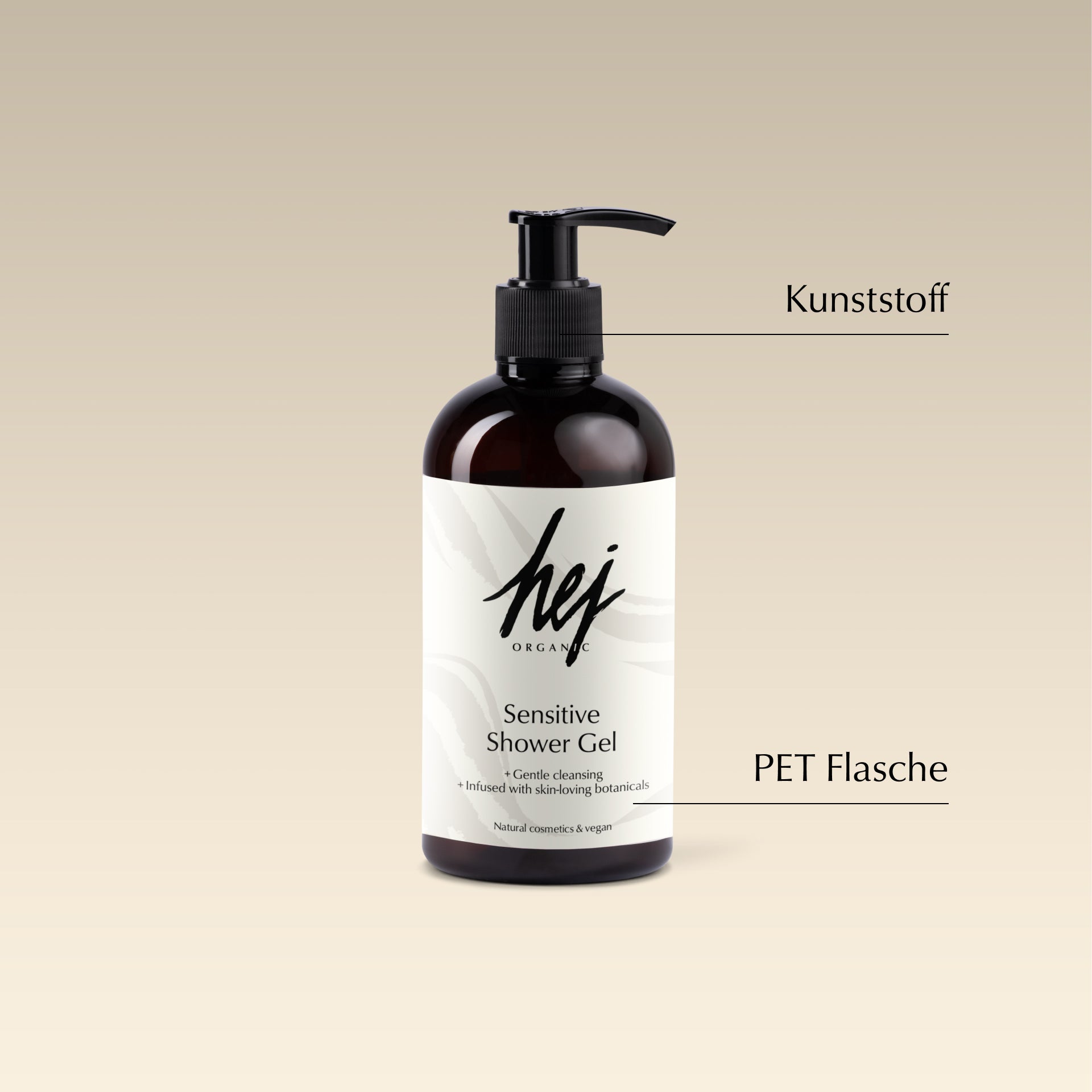 Sensitive Shower Gel, Produkt mit Materialinformationen, HEJ ORGANIC