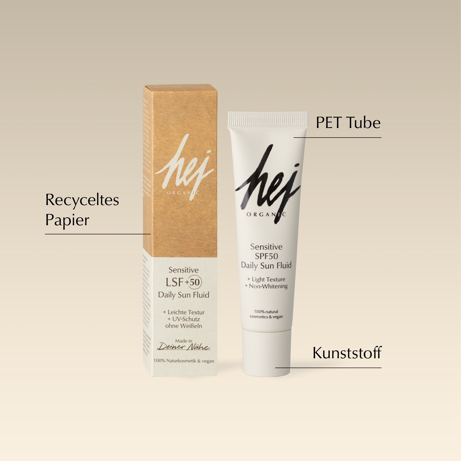 LSF 50 Sonnencreme, Produkt mit Faltschachtel, HEJ ORGANIC